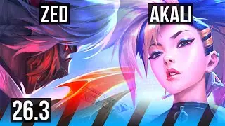 ZED vs AKALI (MID) | Good KDA: 20/2/6 | KR Diamond | 26.3
