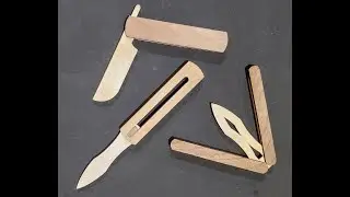 Laser Cut File Knife Wooden Toy Fidget Folding Sliding Pocket Knives assembly demonstration