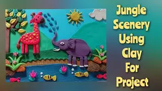 Jungle scenery using clay for Compitition.Clay modelling animals.Clay art and craft.