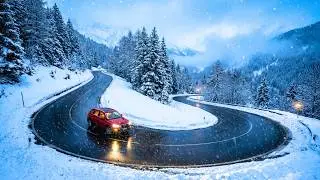 Driving through heavy Snowfall in the Swiss Alps | Switzerland 4K