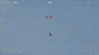Drogue and main parachutes have deployed | Credits: NASA and SpaceX
