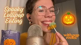 Spooky Lollipop Licking and Popping Candy Eating ASMR🍭🎃🦇 | Lots of Mouth Sounds and Sizzles
