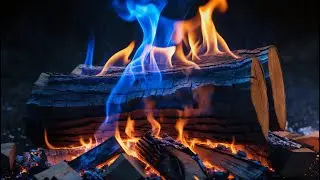 Peaceful Fireplace with Blue & Golden Flames for Night Relaxation, Meditation, Study & Sleep