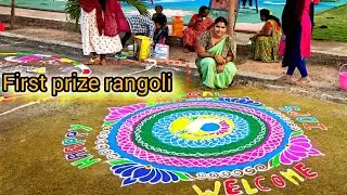 First' prize rangoli designs..🥳🥳#sankranthirangoli #firstprizerongolies Sankranthi muggulu🎉