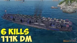 World of WarShips | Ryujo | 6 KILLS | 111K Damage -  Replay Gameplay 4K 60 fps