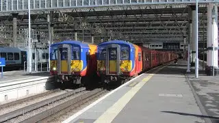 Trains on the South Western main line including now withdrawn class 455's.