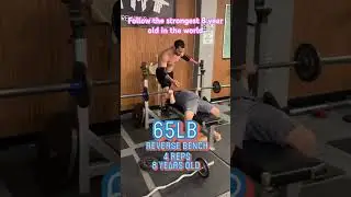 65lb reverse bench 4 reps. 8 years old #shorts #gymgirl #gym #fitness #powerlifting #sophiebell