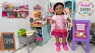 American Girl Doll fun in the Kitchen! 🧁 Baking Treats for Her Bakery 🍭🍞🧇  Kids Pretend Play