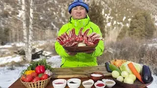 Cooking Dumlyama on the Campfire || Stewed Beef Ribs With Vegetables - Winter Recipe