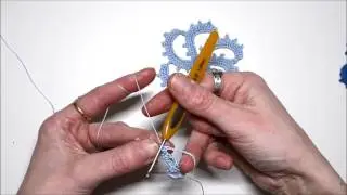 Workshop,  Häkelelement, Häkelblume mit sechs Blümenbläter.