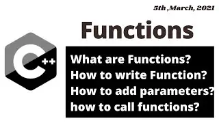 functions in c++ || How to write function in c++ ||urdu_2021