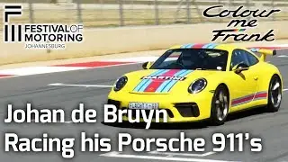 Johan de Bruyn racing both his Porsche 911 GT3 and GT3 Cup Racing car at the Festival of Motoring