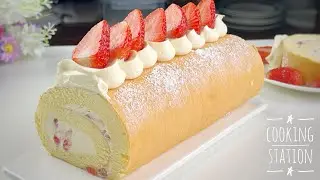 Рецепт пышного и влажного клубничного рулета | Как приготовить рулет