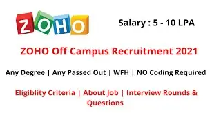 Zoho Recruitment 2021 | Freshers & Experienced | Zoho OffCampus jobs | Without coding | Any Degree