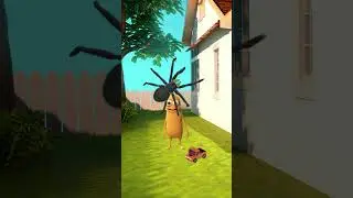 A giant spider chases Poly away from his toy truck!