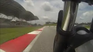 Moto Guzzi V7 Classic with Full Mistral Pipes on Sepang Race Circuit