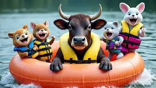 Epic 3D Cartoon Animal Water Slide Race 🐪🐴🐂🐮 | Funny & Colorful Kids Animation