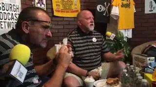 Tunch and Wolf taste their own burger from Bills&rsquo; Bar & Burger.