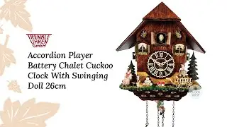 Accordion Player Battery Chalet Cuckoo Clock With Swinging Doll 26cm By TRENKLE