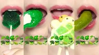 ASMR EMOJI GREEN FOOD 초록색 이모지 먹는 먹방 MUKBANG EATING SOUNDS
