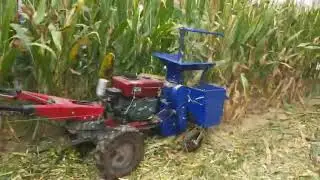 walking tractor mounted maize combine harvester