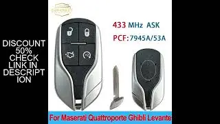 SUPERKEY 4 buttons M3N-7393490 Keyless Go Smart Car Key 433MHz ID46 Chip For Maserati Quattroporte