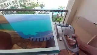 river table sanded and prepared to polish step A