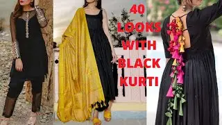 Top 40 Black Kurti Looks| Plain Black Kurti/ Suit Designs | Black Kurti Styling Tips