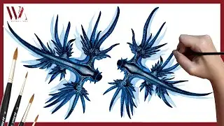Watercolor Painting Tutorial- How to Paint a Sea Slug (Blue Dragon)- Windy Shih