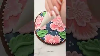 I made navy blue brush embroidery cookies with royal icing