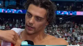 THOMAS CECCON IMPAZZISCE in intervista post vittoria 100 m dorso alle Olimpiadi di Parigi 2024