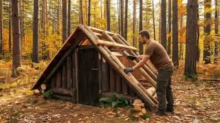 Building a Cozy Shelter deep in a Hollow. Bushcraft, Survival