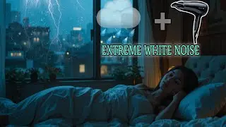 Hair Dryer White Noise + Soft Rain for Sleep | Fall Asleep Fast & Stay Asleep