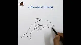 How to draw a Dolphin in one line / Easy Dolphin drawing  #shorts #shortvideo