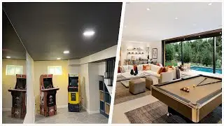 75 Gray Floor Basement Game Room Design Ideas You'll Love 🌈