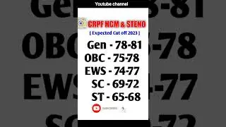 CRPF HCM & STENO Cut off 2023 || expected Cut off crpf 2023 #crpf