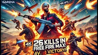 26 Kills Domination in Free Fire Max BR! 💥 4v1 Showdown in UHD 60FPS! 🎯