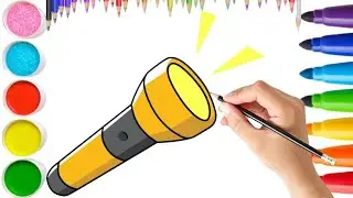 How To Draw Cute Torch 🔦 // Drawing, Painting & Coloring For Kids and Toddlers_🌈🎨