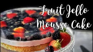 Summer Fruit Jello Mousse Cake | Fruit Jelly Dessert | Gelatine Cake | Fruit Jelly Cake