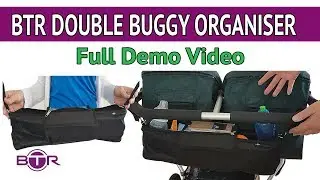 BTR Double Twin Buggy Organiser Bag With pram Clips & Waterproof Cover - Full Product Demonstration