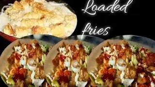 Loaded fries recipe|Loaded fries with chicken popcorn easy recipe|Ghar par loaded fries kaise bnaen 