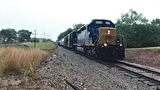 CSX SD40-2 8016 leads CSX F-797 in Pelzer SC w/ Awesome K5LA Hornshow!