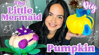 LITTLE MERMAID PUMPKIN DIY | DISNEY PAINTED PUMPKIN | easy & simple tutorial |@GiftedGracebyGeneLizQ