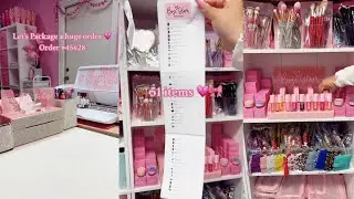 Packaging orders for aesthetic ASMR makeup🩷🌸🛍 