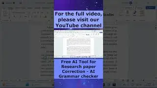 Free AI Tool for Research paper Correction | AI Grammar checker | Improve quality of research paper