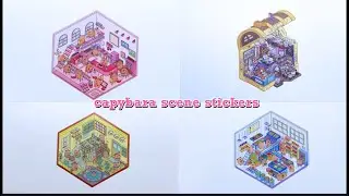 Relaxing Capybara Scene Sticker DIY | ASMR + Calming Music 카피바라 씬 스티커 꾸미기 #sticker  #capybara 