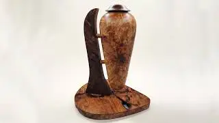 Woodturning Maple Burl and Walnut Keepsake Urn