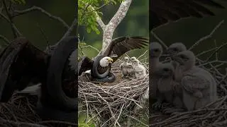 Mother Eagle's Brave Fight to Save Her Babies from a Snake | #wildlife #bald eagle rescue # snake