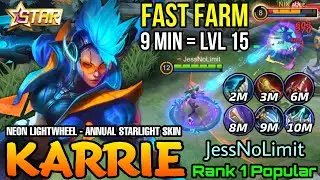 Karrie Neon Lightwheel New Anuual Starlight Skin Gameplay - Top 1 Popularity by JessNoLimit - MLBB