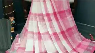 Linen cotton checks saree. For details contact my what's app no 9652856886